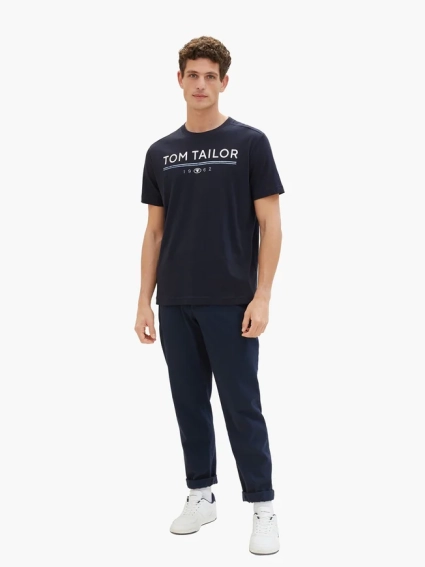 Футболка T-SHIRT WITH A LOGO PRIN 1040988-10668 Tom Tailor L Темно-синій 1040988-10668 фото 4 — інтернет-магазин Tapok