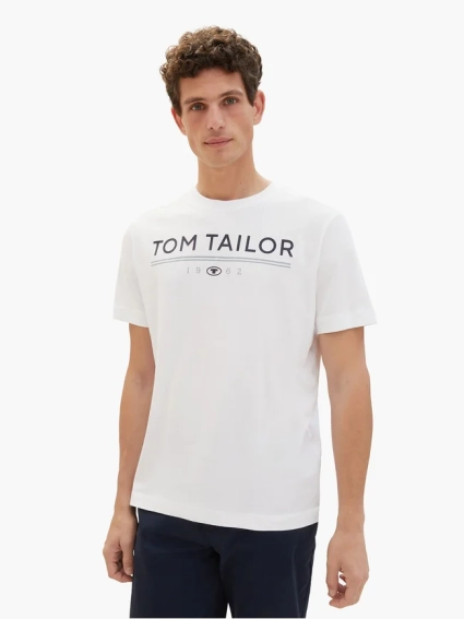 Футболка T-SHIRT WITH A LOGO PRIN 1040988-20000 Tom Tailor XL Білий 1040988-20000 фото 1 — інтернет-магазин Tapok