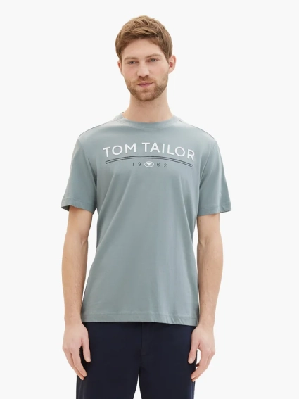 Футболка T-SHIRT WITH A LOGO PRIN 1040988-27475 Tom Tailor M Голубой 1040988-27475 фото 1 — интернет-магазин Tapok