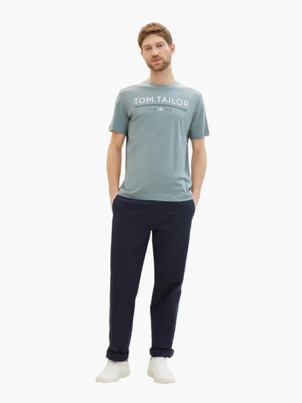 Футболка T-SHIRT WITH A LOGO PRIN 1040988-27475 Tom Tailor M Голубой 1040988-27475 фото 4 — интернет-магазин Tapok