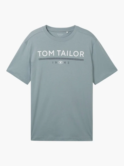 Футболка T-SHIRT WITH A LOGO PRIN 1040988-27475 Tom Tailor M Голубой 1040988-27475 фото 5 — интернет-магазин Tapok