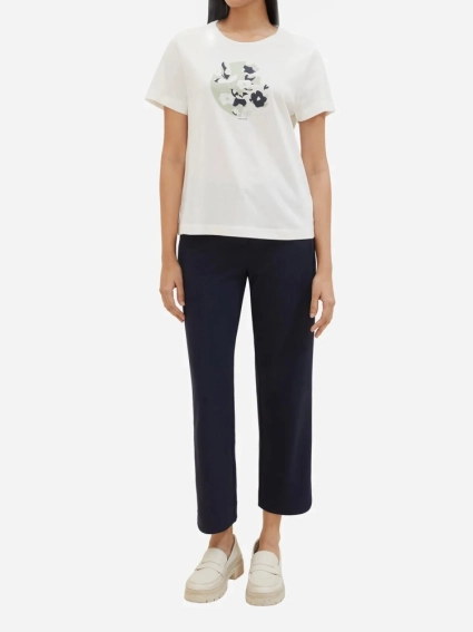 Футболка T-SHIRT WITH A PRINT 1040544-10357 Tom Tailor L Белый 1040544-10357 фото 4 — интернет-магазин Tapok