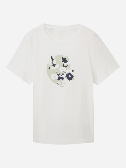 Футболка T-SHIRT WITH A PRINT 1040544-10357 Tom Tailor L Белый 1040544-10357 фото 5 — интернет-магазин Tapok
