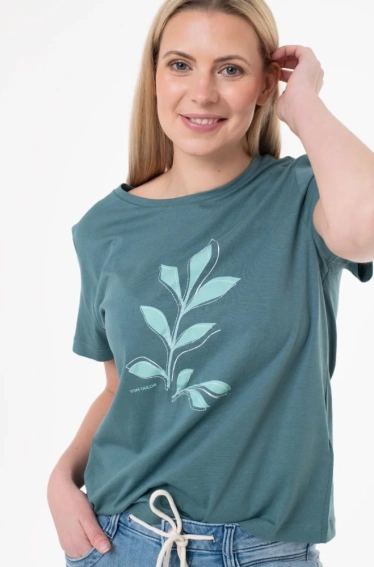 Футболка T-SHIRT WITH A PRINT 1040544-10697 Tom Tailor L Зелений 1040544-10697 фото 3 — інтернет-магазин Tapok