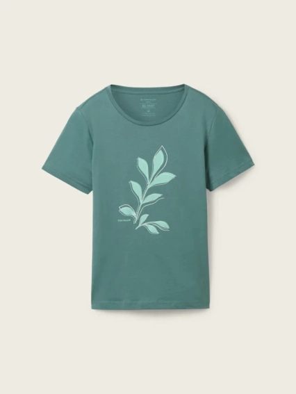 Футболка T-SHIRT WITH A PRINT 1040544-10697 Tom Tailor L Зелений 1040544-10697 фото 4 — інтернет-магазин Tapok