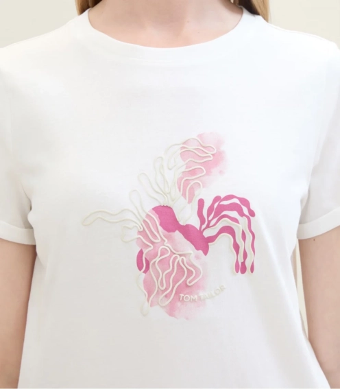 Футболка T-shirt with print 1041569ХХ10315 Tom Tailor L Белый 1041569ХХ10315 фото 3 — интернет-магазин Tapok