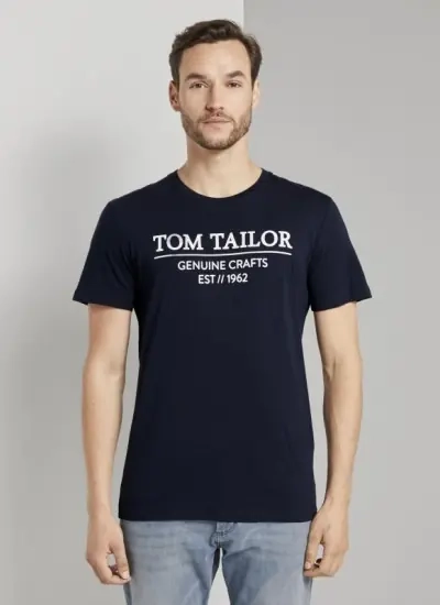 Футболка t-shirt with print 1021229XX1010668 Tom Tailor S Темно-синий 1021229XX1010668 фото 1 — интернет-магазин Tapok