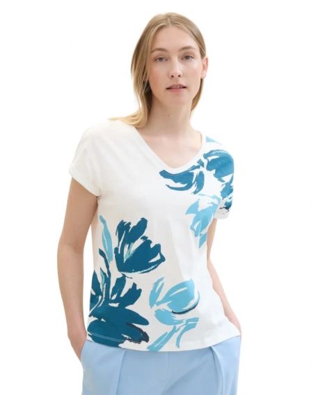 Футболка T-shirt women&#39;s 1041556ХХ10315 Tom Tailor L Белый 1041556ХХ10315 фото 1 — интернет-магазин Tapok