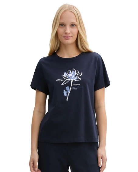 Футболка women&#39;s T-shirt 1045534-10360 Tom Tailor L Темно-синий 1045534-10360 фото 1 — интернет-магазин Tapok