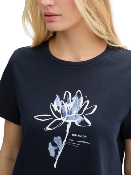 Футболка women&#39;s T-shirt 1045534-10360 Tom Tailor L Темно-синий 1045534-10360 фото 3 — интернет-магазин Tapok