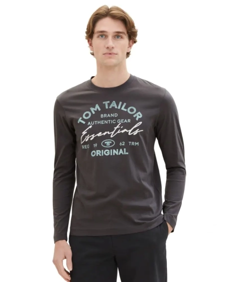 Футболка с длинными рукавами 1037744-10899 Tom Tailor L Темно-серый 1037744-10899 фото 1 — интернет-магазин Tapok