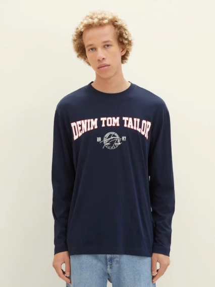 Футболка с длинными рукавами 1039792ХХ10668 Tom Tailor L Темно-синий 1039792ХХ10668 фото 1 — интернет-магазин Tapok