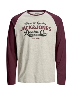 Футболка з довгими рукавами JJERAGLAN LOGO TEE L/S NOOS 12172365 Port Royale Jack&Jones M Бордовий 12172365PortRoyale