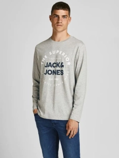 Футболка з довгими рукавами JJHERRO TEE LS CREW NECK 12188712-Light Grey Melange-Fit:REG Jack&Jones  12188712-Light Grey Melan