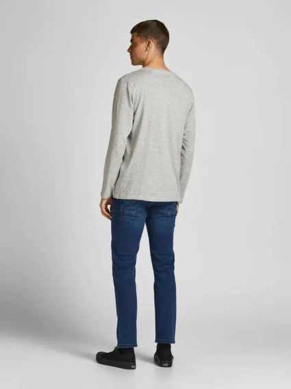 Футболка с длинными рукавами JJHERRO TEE LS CREW NECK 12188712-Light Grey Melange-Fit:REG фото 2 — интернет-магазин Tapok