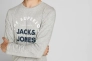 Футболка с длинными рукавами JJHERRO TEE LS CREW NECK 12188712-Light Grey Melange-Fit:REG Фото 3