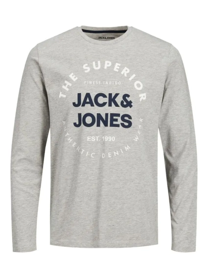 Футболка с длинными рукавами JJHERRO TEE LS CREW NECK 12188712-Light Grey Melange-Fit:REG фото 5 — интернет-магазин Tapok