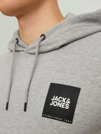 Худі JJLOCK SWEAT HOOD 12213245-Light Grey Melange SMALL Jack&Jones L Сірий 12213245-Light Grey Melan фото 3 — інтернет-магазин Tapok