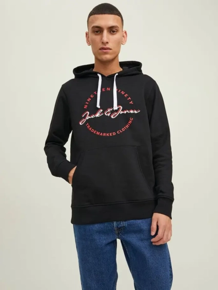 Худі JJSTAMP SWEAT HOOD 12211551-Black Jack&Jones L Чорний 12211551-Black фото 1 — інтернет-магазин Tapok