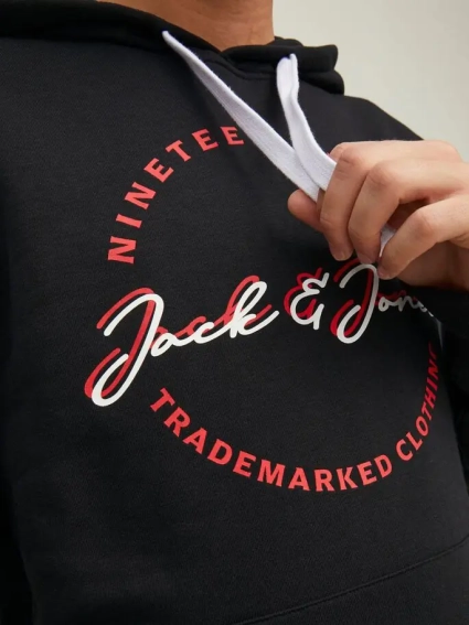 Худі JJSTAMP SWEAT HOOD 12211551-Black Jack&Jones L Чорний 12211551-Black фото 3 — інтернет-магазин Tapok