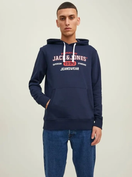 Худые JJSTAMP SWEAT HOOD 12211551-Navy Blazer Jack&amp;Jones L Темно-синий 12211551-Navy Blazer фото 1 — интернет-магазин Tapok