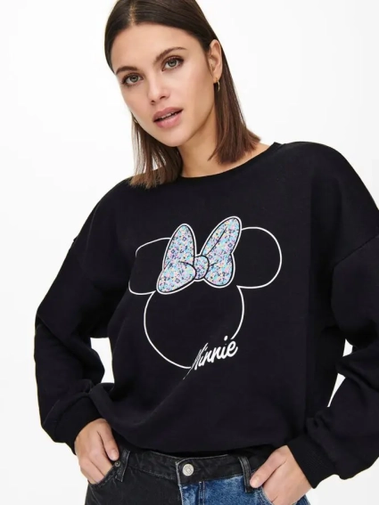 Худі ONLDISNEY LIFE L/S MINNIE FLOWER BOX SWT 15250095-Black-Print:MINNIE OUTLINE ONLY L Чорний 15250095-Black-Print:MINN фото 3 — інтернет-магазин Tapok