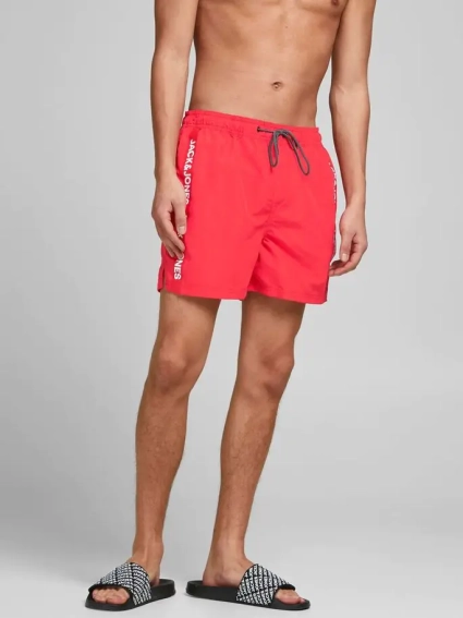 Шорти для плавання JJIBALI JJSWIMSHORTS AKM LOGO TAPE 12183810 Flame Scarlet Jack&Jones L Червоний 12183810FlameScarlet фото 1 — інтернет-магазин Tapok