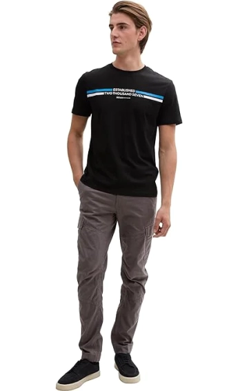 Брюки Denim Men&#39;s Regular Tapered Cargo Pants 1042559-11587 Tom Tailor L Темно-серый 1042559-11587 фото 2 — интернет-магазин Tapok