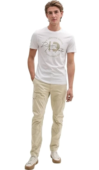 Брюки Denim Men&#39;s Regular Tapered Cargo Pants 1042559-35723 Tom Tailor L Бежевый 1042559-35723 фото 2 — интернет-магазин Tapok
