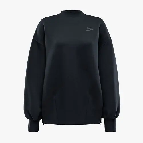 Кофта женские Nike Tech Fleece Oversized Crew Sweat Black (FV8041-010) фото 1 — интернет-магазин Tapok