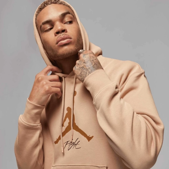 Худые мужские Air Jordan Ess Flc Baseline Hoodie Beige FD7545-200 фото 3 — интернет-магазин Tapok