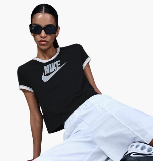 Футболка жіноча Nike Sportswear Short-Sleeve Ringer T-Shirt Black IF4072-010 фото 1 — інтернет-магазин Tapok