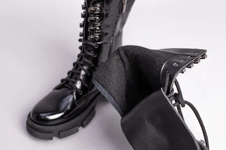 Ботинки женские кожа наплак черные на шнурках и с замком фото 10 — интернет-магазин Tapok
