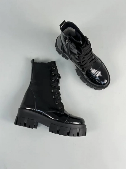 Ботинки женские кожа наплак черные на шнурках зимние фото 19 — интернет-магазин Tapok