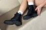 Черевики жіночі шкіряні чорного кольору на шнурках, демісезонні Фото 11