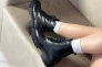 Черевики жіночі шкіряні чорного кольору на шнурках, демісезонні Фото 12