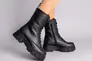 Ботинки женские кожаные черные на шнурках и с замком Фото 1
