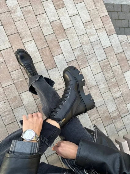 Ботинки женские кожаные черные на шнурках зимние фото 13 — интернет-магазин Tapok