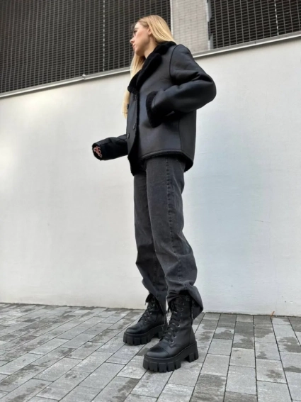 Черевики жіночі шкіряні чорні на шнурках зимові фото 16 — інтернет-магазин Tapok