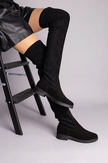 Зимові чорні замшеві чоботи-панчохи фото 14 — інтернет-магазин Tapok