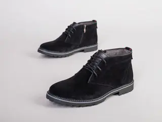 Чоловічі зимові черевики чорні замшеві,