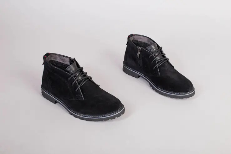 Мужские зимние ботинки черные замшевые фото 3 — интернет-магазин Tapok
