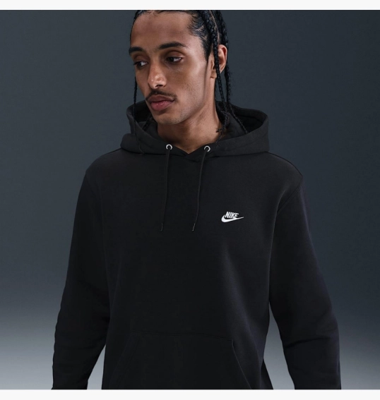 Худые мужские Nike Club Pullover Fleece Hoodie Black FN3859-010 фото 2 — интернет-магазин Tapok