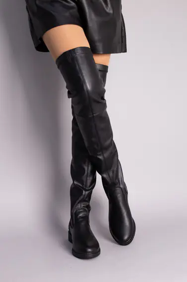 Сапоги-чулки женские кожаные черные зимние фото 2 — интернет-магазин Tapok