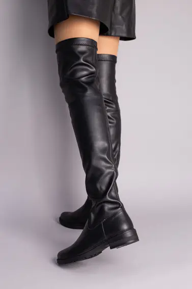 Сапоги-чулки женские кожаные черные зимние фото 4 — интернет-магазин Tapok