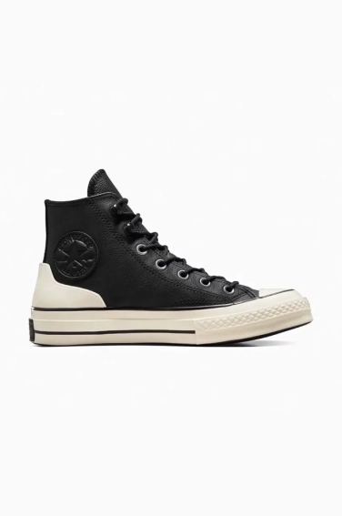 Кросівки Converse Chuck 70 Hi Leather Black/White A05695C фото 1 — інтернет-магазин Tapok