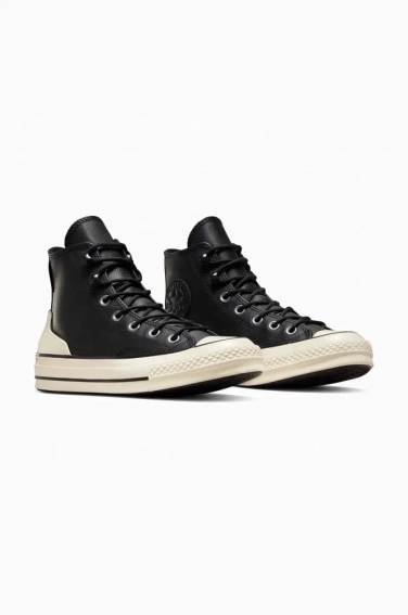 Кросівки Converse Chuck 70 Hi Leather Black/White A05695C фото 2 — інтернет-магазин Tapok