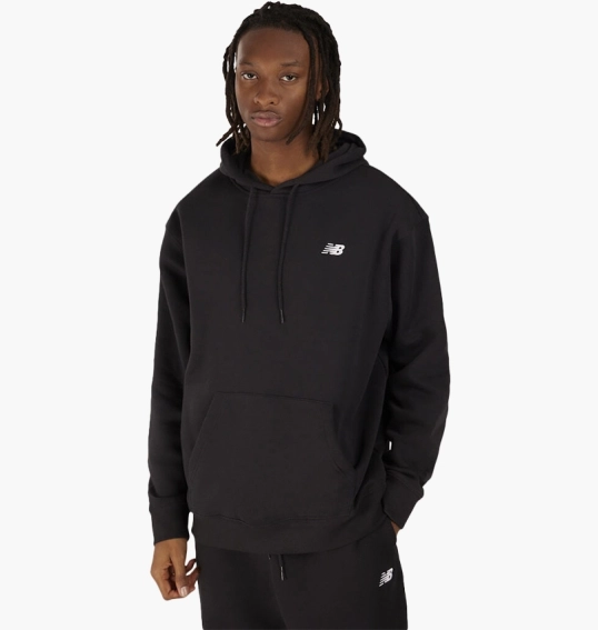 Худые мужские New Balance Brushed Back Small Logo Hoodie Black MT41511BK фото 1 — интернет-магазин Tapok