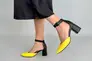Черные кожаные босоножки с желтым носком каблук 6 см Фото 6