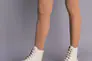 Черевики жіночі шкіряні бежевого кольору на шнурках на байку Фото 2